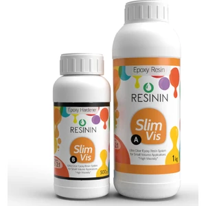 Slim Vis 1500 Gr A+B Yoğun Kıvamlı Şeffaf Epoksi Reçine (1 Kg Reçine + 500 Gr Sertleştirici)