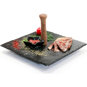 Tab-1132 Ahşap Saplı Orta Kare Arduvaz Taş 25 x 25 cm