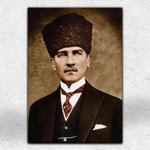 İyi Olsun Kalpaklı Atatürk Portresi Kanvas Tablo