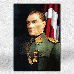 İyi Olsun Atatürk Portresi Askeri Üniformalı Kanvas Tablo
