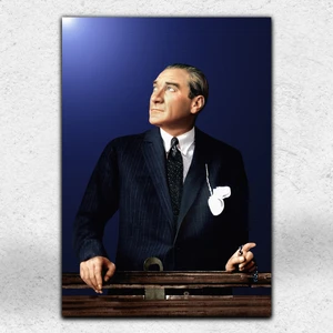 İyi Olsun Atatürk Portresi Mavi Zemin Kanvas Tablo
