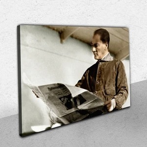 İyi Olsun Gazete Okuyan Atatürk Kanvas Tablo