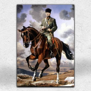 İyi Olsun At Üzerinde Atatürk Kanvas Tablo