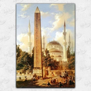 İyi Olsun İstanbul Dikilitaş ve Sultanahmet Camii Kanvas Tablo