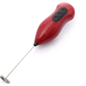 Pilli Mini Mixer Kahve Süt Köpürtücü Karıştırıcı Cappuccino Mixer Kırmızı