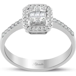 0.30 Ct Modern Tasarım Baget Kare Tektaş Yüzük