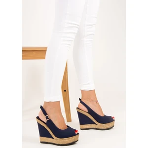 Fox Shoes Lacivert Kadın Dolgu Topuklu Ayakkabı 9674070805