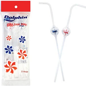 Roll-up Dolphin Fırıldak Pipet 33 cm 2li