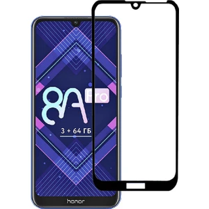 Huawei Honor 8A Pro Tam Kaplayan Çerçeveli Tempered Ekran Koruyucu - Siyah