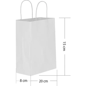 Beyaz Kraft Hediye Çantası 15 x 8 x 20 cm 25'li