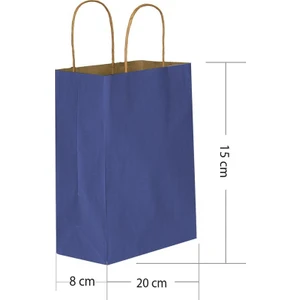 Lacivert Kraft Hediye Çantası 15 x 8 x 20 cm 25'li