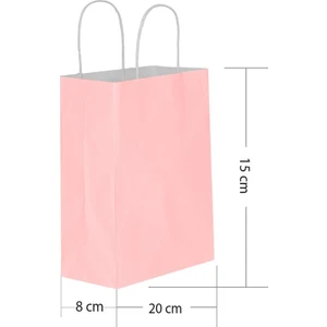 Pembe Kraft Hediye Çantası 15 x 8 x 20 cm 25'li