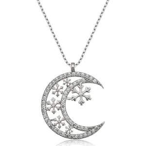 ​Gümüş Ay Kar Tanesi Bayan Kolye