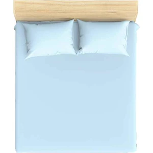 Makiteks %100 Pamuklu Açık Mavi 160x200 + 2*(50x70) Çift Kişilik Lastikli Çarşaf ve Yastık Kılıfı