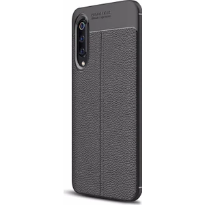 Xiaomi Mi 9 Kılıf Deri Dokulu Silikon Siyah