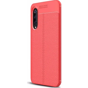 Xiaomi Mi 9 Kılıf Deri Dokulu Silikon Kırmızı