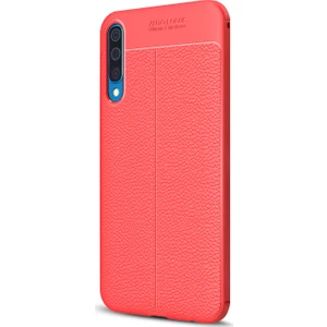 Samsung Galaxy A50 Kılıf Deri Dokulu Silikon Kırmızı
