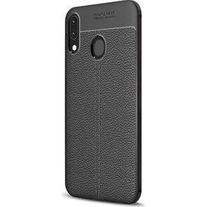 Samsung Galaxy A30 Kılıf Deri Dokulu Silikon Siyah