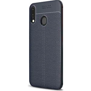 Samsung Galaxy A30 Kılıf Deri Dokulu Silikon Lacivert