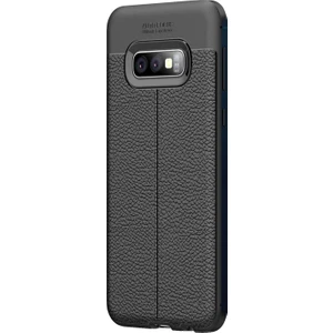 Samsung Galaxy S10E Kılıf Deri Dokulu Silikon Siyah