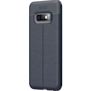Samsung Galaxy S10E Kılıf Deri Dokulu Silikon Lacivert