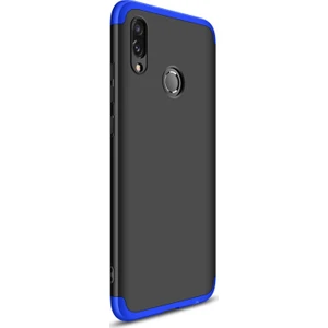 Huawei Honor 10 Lite Kılıf Double Dip 360 Protective Siyah Mavi
