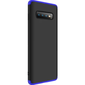 Samsung Galaxy S10 Plus Kılıf Double Dip 360 Protective Siyah Mavi
