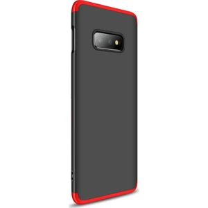 Samsung Galaxy S10E Kılıf Double Dip 360 Protective Siyah Kırmızı
