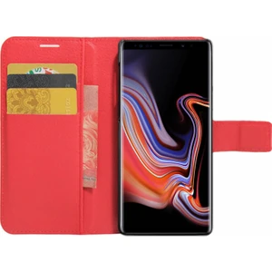 Cüzdanlı Deri Samsung Galaxy Note 9 Kılıf Kırmızı