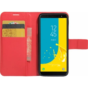 Cüzdanlı Deri Samsung Galaxy J6 Kılıf Kırmızı