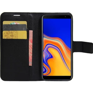 Cüzdanlı Deri Samsung Galaxy J6 Plus Kılıf Siyah