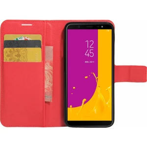Cüzdanlı Deri Samsung Galaxy J8 Kılıf Kırmızı