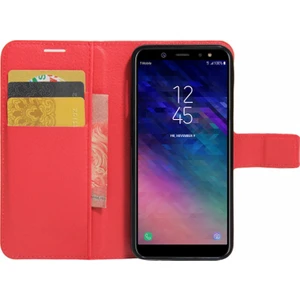 Cüzdanlı Deri Samsung Galaxy A6 2018 Kılıf Kırmızı