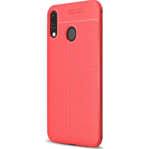 Samsung Galaxy A20 Kılıf Deri Dokulu Silikon Kırmızı