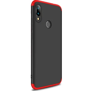 Xiaomi Redmi Note 7 Pro Kılıf Double Dip 360 Protective Siyah Kırmızı