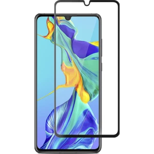 Huawei P30 Tam Kaplayan Temperli Cam Ekran Koruyucu Siyah