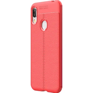Huawei Y6-2019 Kılıf Deri Dokulu Silikon Kırmızı