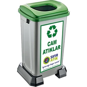 Tuncel Teknik Sıfır Atık Çöp Kovası 50 Litre-Cam Atık