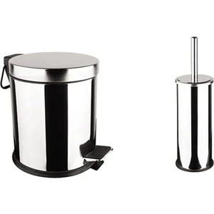 Çöp Kovasi 5 Lt ve Klozet Firçasi Set-Krom