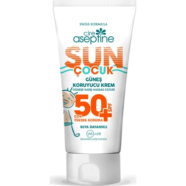 Cire Aseptine Güneş Koruyucu Krem Çocuk 50+ SPF Hassas Ciltler İçin Suya Dayanıklı 150