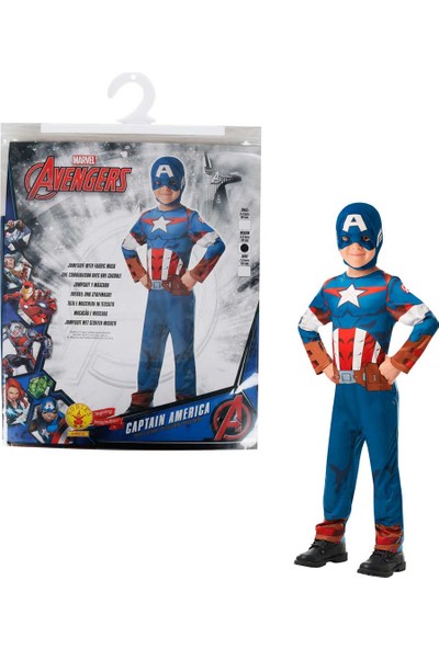 Lisanslı Captain America Kostüm M Beden 5-6 Yaş