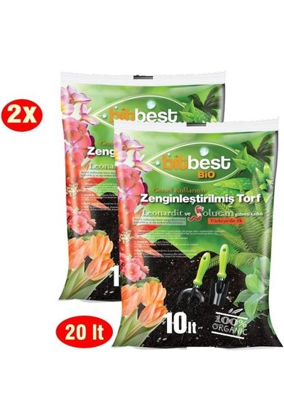 Bitbest Bio 2'li 20 lt Gübreli Bitki ve Saksı Toprağı Torf U