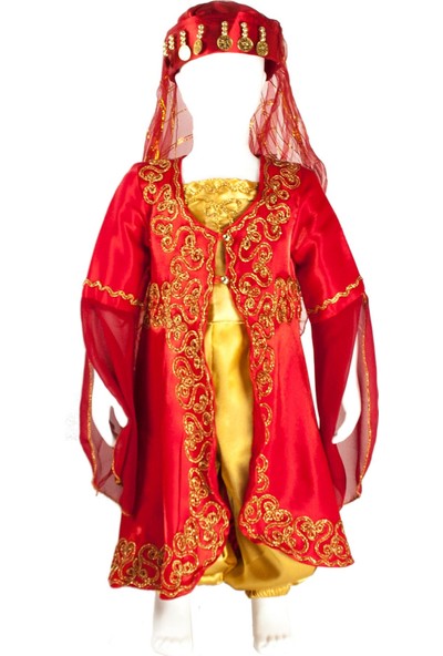 Benim Kınam Kız Çocuk Kına Abiye Bindallı Kostümü Monoray Nakışlı 3 Yaş Kırmızı