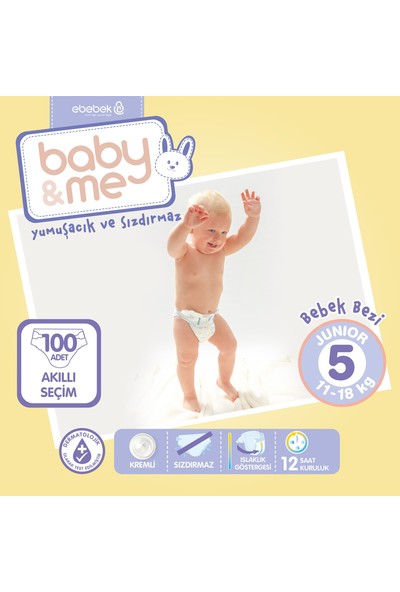Baby&Me Junior 5 Numara Bebek Bezi 11 - 18 kg 100 Adet