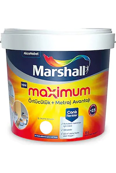 Marshall Maximum Silikonlu İpek Mat Duvar Boyası 2.5 lt 3.5 kg