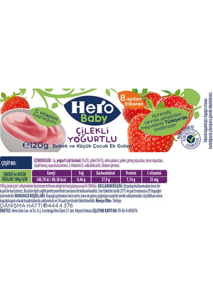 Hero Baby Çilekli Yoğurtlu Kavanoz Maması 120 gr