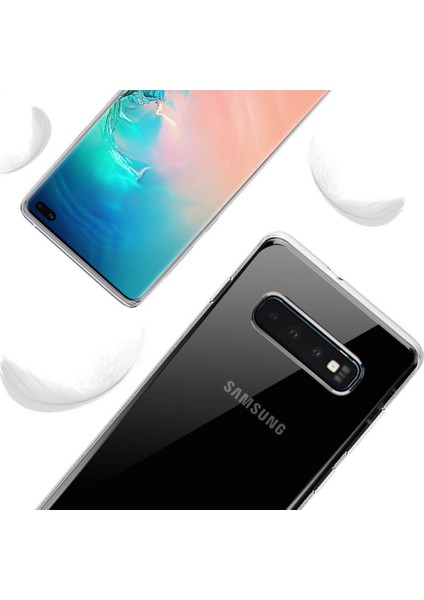 Samsung Galaxy S10 Plus Şeffaf Esnek Silikon Kılıf Kamera Korumalı