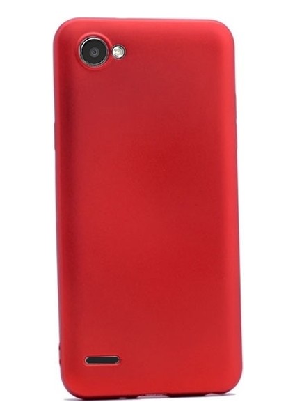 LG Q6 Kılıf Mat Premier Silikon Kılıf Slim Fit Simple Case Kırmızı + Nano Cam