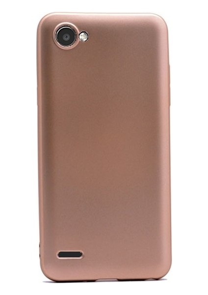 LG Q6 Kılıf Mat Premier Silikon Kılıf Slim Fit Simple Case Altın + Nano Cam