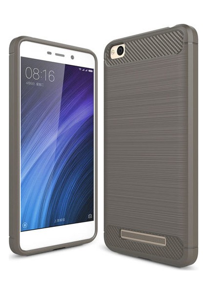 Xiaomi Redmi 4A Karbon Fiber Room Silikon Kapak Kılıf Gri